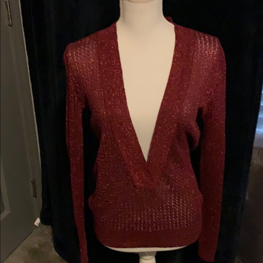 New York &Company Sparkly Red Sweater Size S